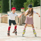 Person wearing LED light-up roller skates, ready for fun.