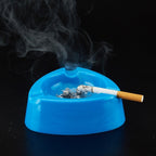 Unbreakable plastic ashtray with sky blue finish and easy-to-clean surface