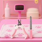 Nail file smoothing pet nails as part of the pet grooming tool set