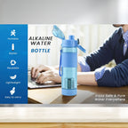 Detail shot of the secure cap and mouthpiece of the alkaline water bottle.