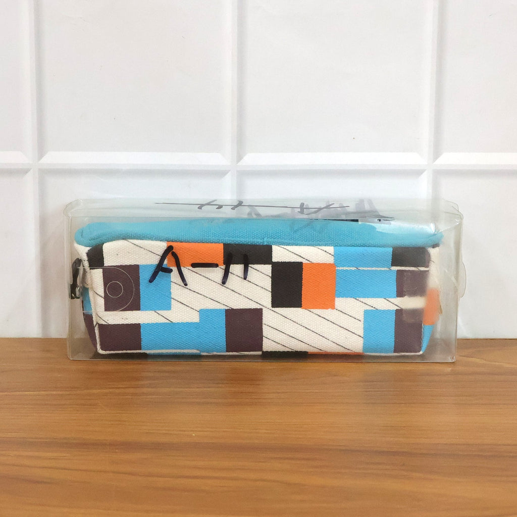 Full view of printed fabric pencil pouch design