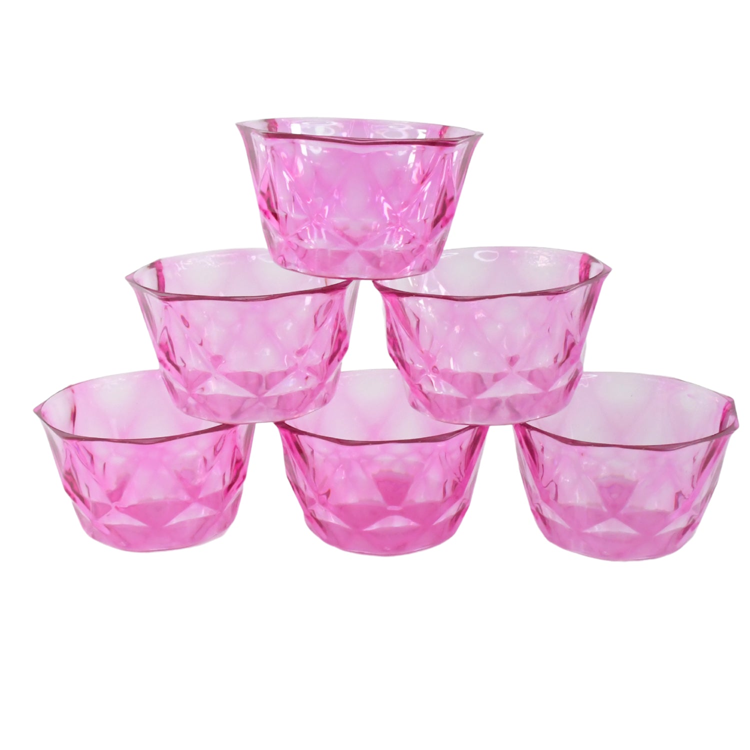 Diamond shape plastic bowl holding a scoop of ice cream.