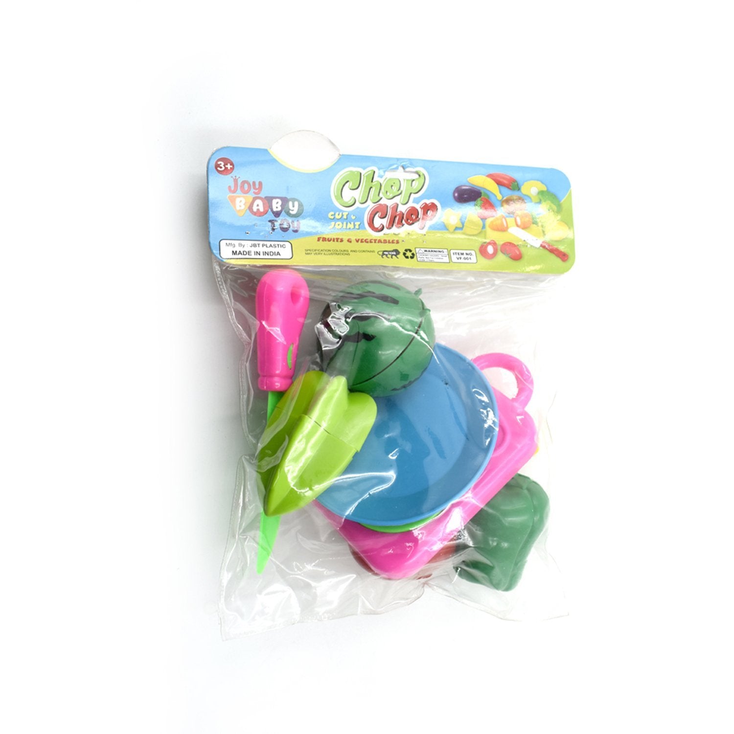 Close-up of the chopping board and toy knife included with the Sliceable Play Food Set for kids.