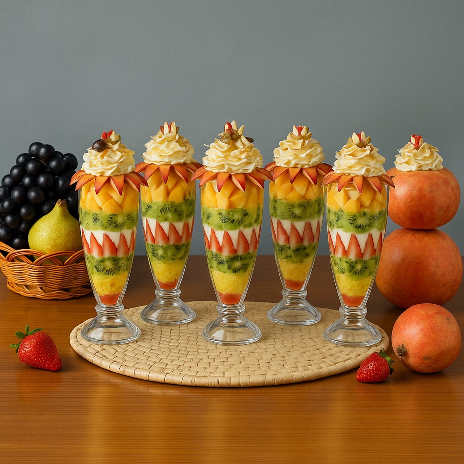 Ice cream sundae served elegantly in a tall dessert glass