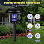 Outdoor garden light featuring solar mosquito zapper functionality
