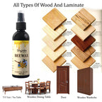 Applying multi-purpose beeswax spray to clean and enhance the shine of wooden furniture.