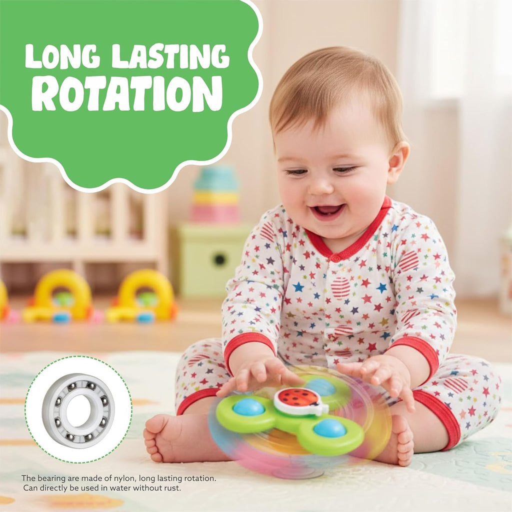 Portable and lightweight baby spinner toys for play on the go