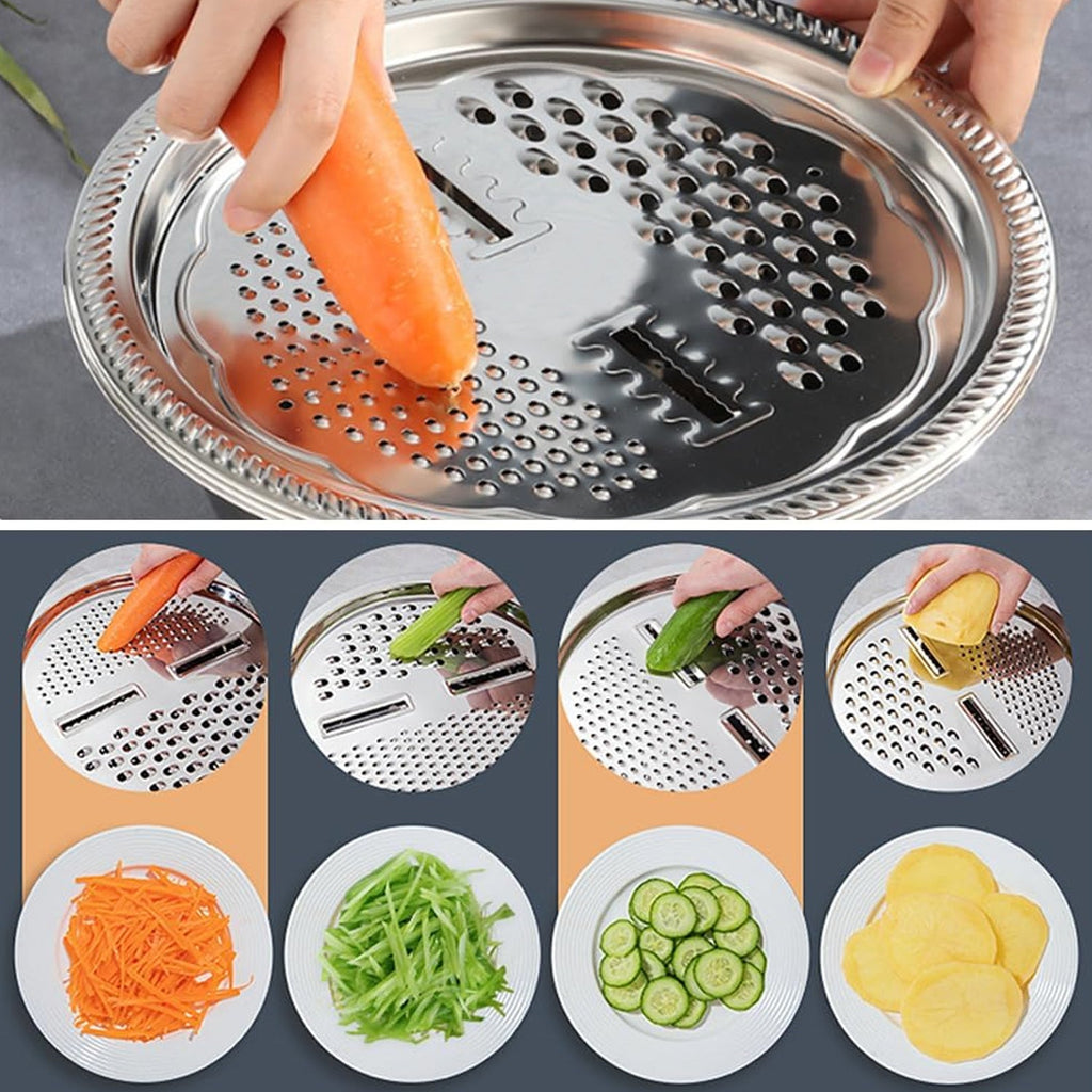 Grater lid component of stainless steel multifunction kitchen bowl set