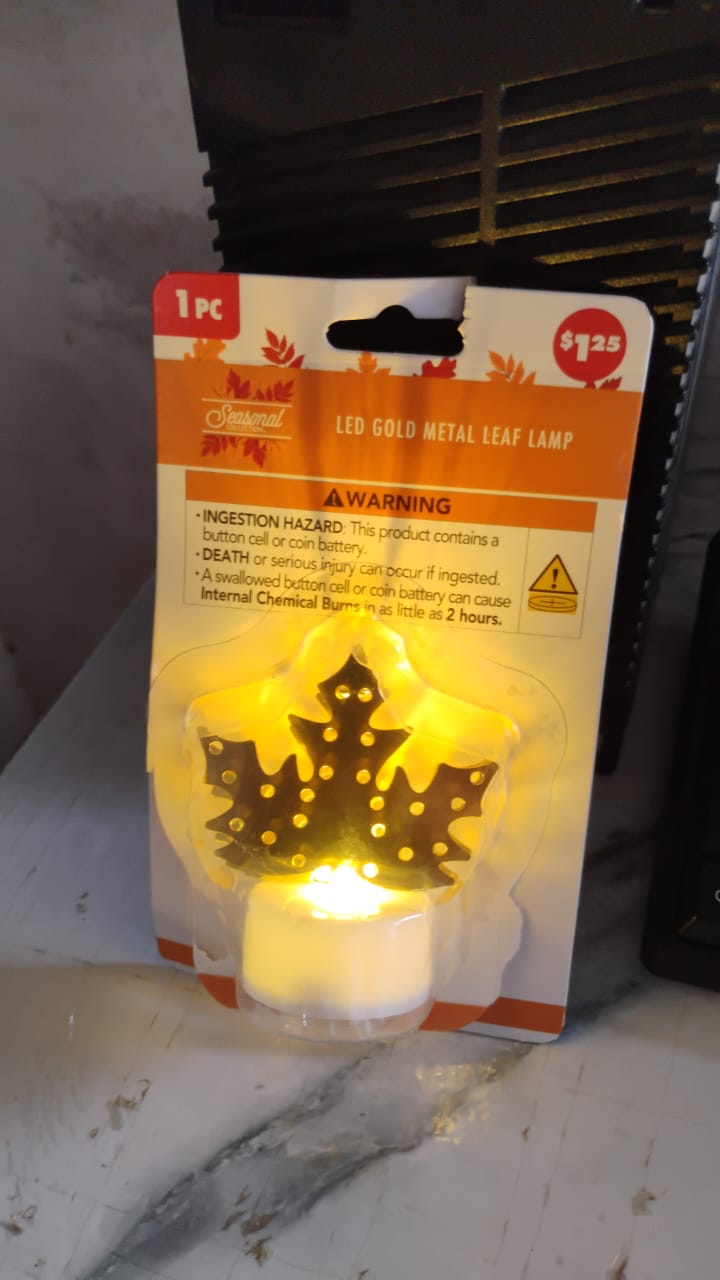Festive LED gold metal leaf diya lamp perfect for Diwali and home decoration