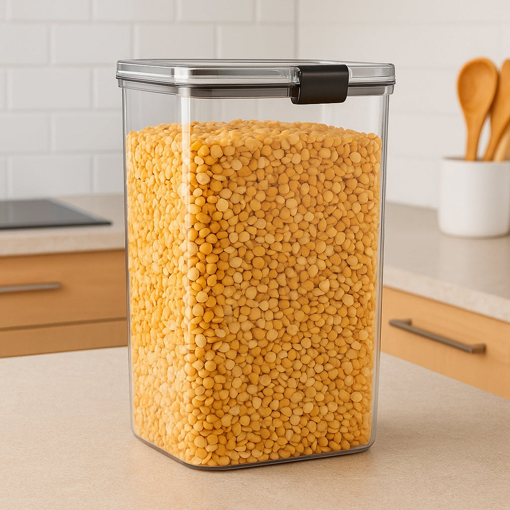 Close-up of airtight clip-lock mechanism on 1700 ML plastic storage container