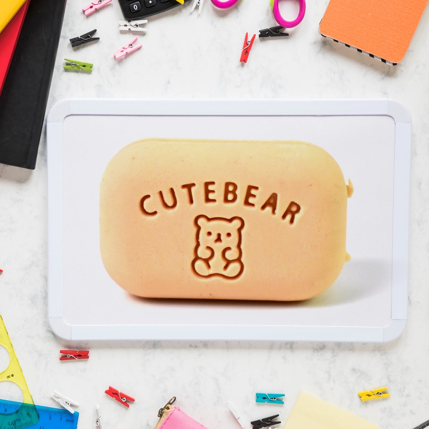 Cute soap-shaped erasers in vibrant candy colors for kids