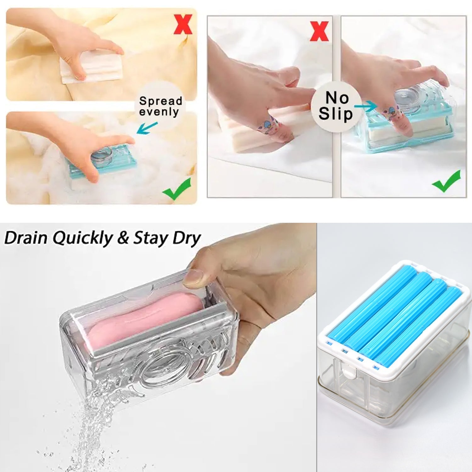 Top-down view of the 2-in-1 soap holder, highlighting its compact design.