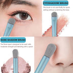 All eight brushes from the synthetic bristles cosmetic brush set laid out against a clean background.