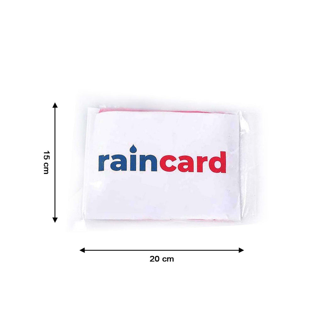 Raincoat card packaging showing product branding and instructions