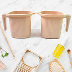 Top-down view of the square plastic bath mug, showcasing its wide opening.