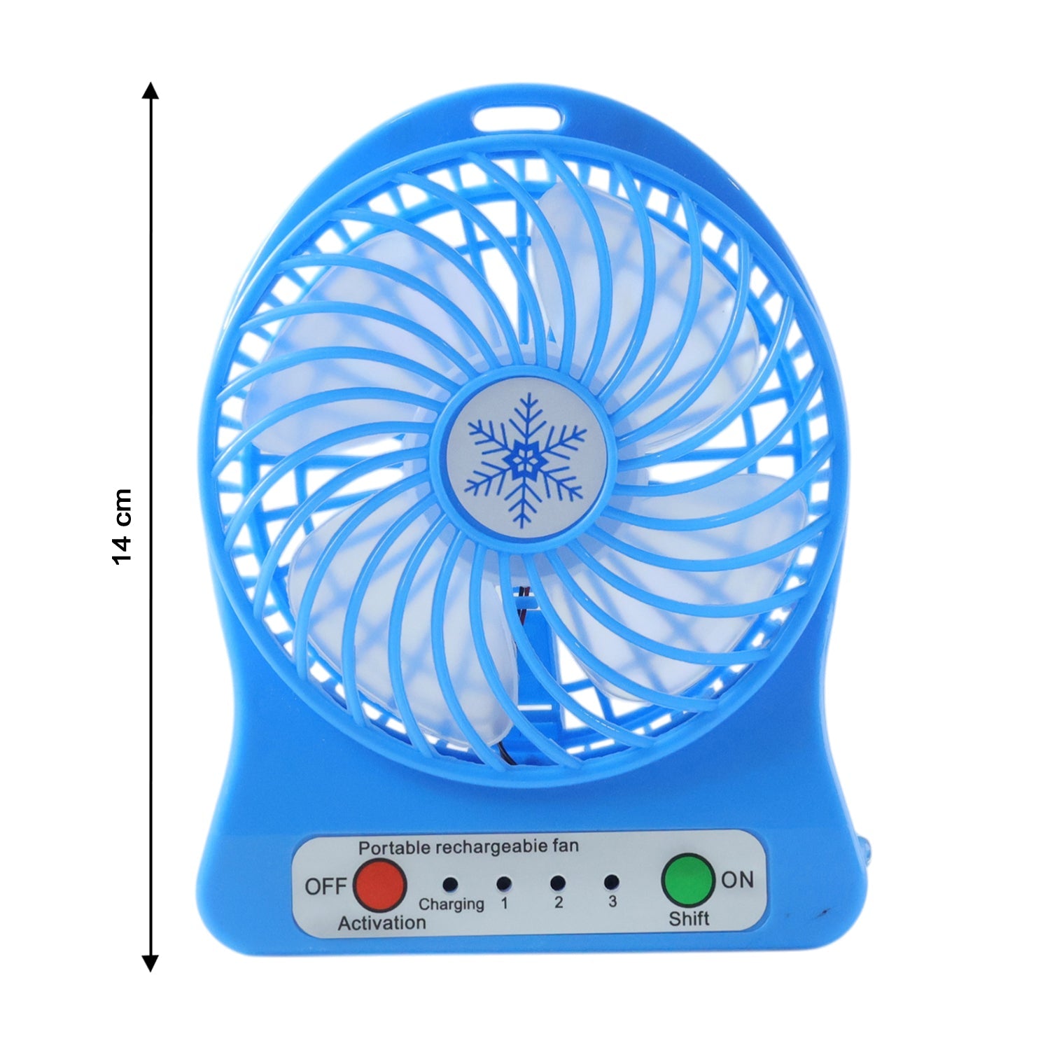 Mini table fan in use at an office desk providing cool airflow
