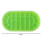 Green oval ice cube silicone tray for efficient freezing
