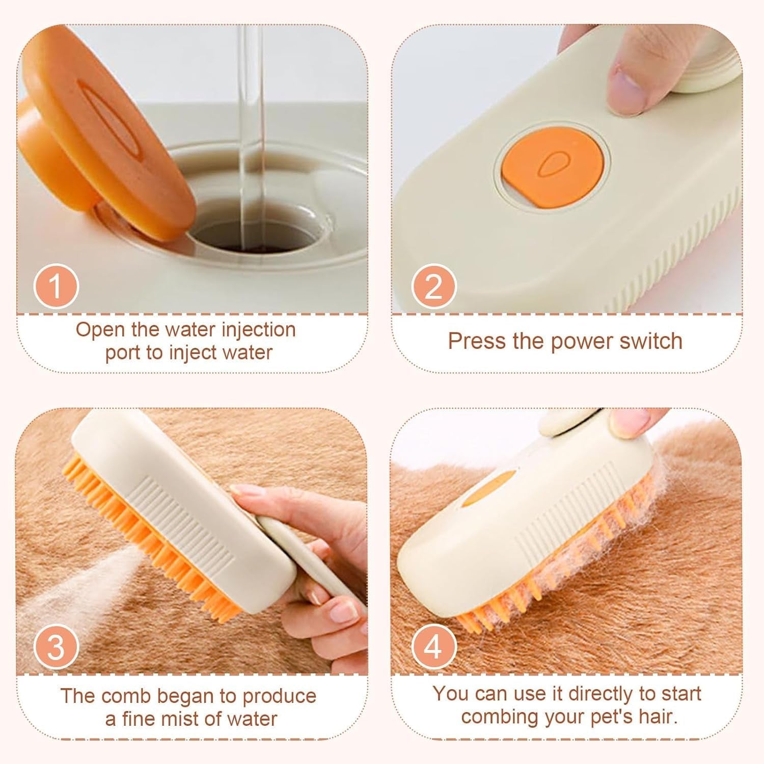 A happy cat being groomed with the gentle cat massage brush.