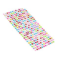 Sheet of self-adhesive crystal stickers in various shapes and sizes for crafts.