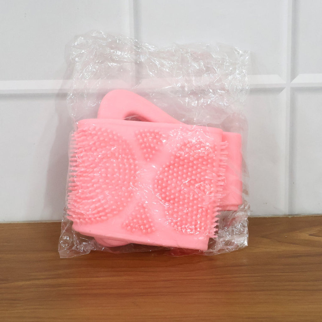 Silicone back scrubber belt designed for skin exfoliation and massage