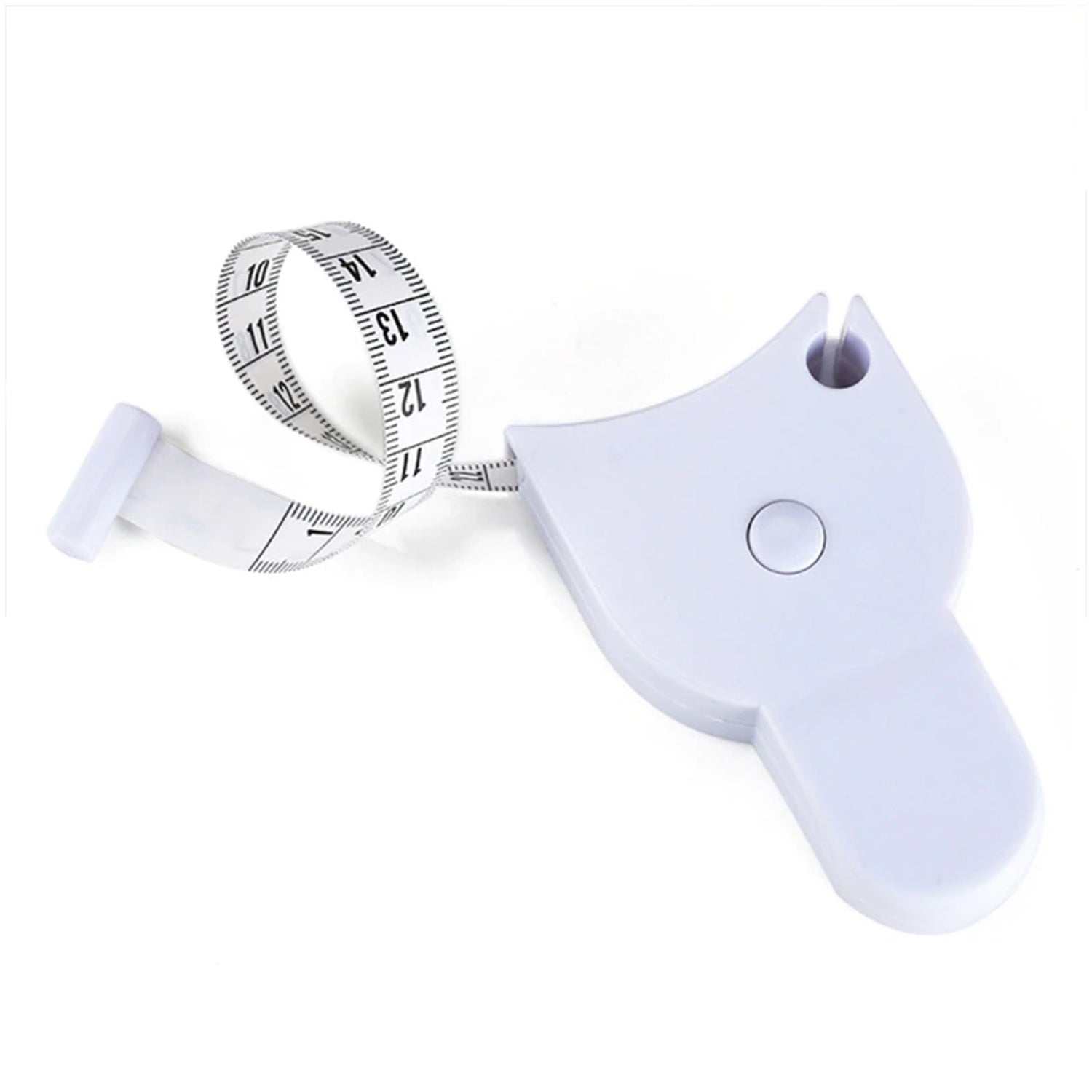Compact and portable waist measuring tape for on-the-go fitness tracking.
