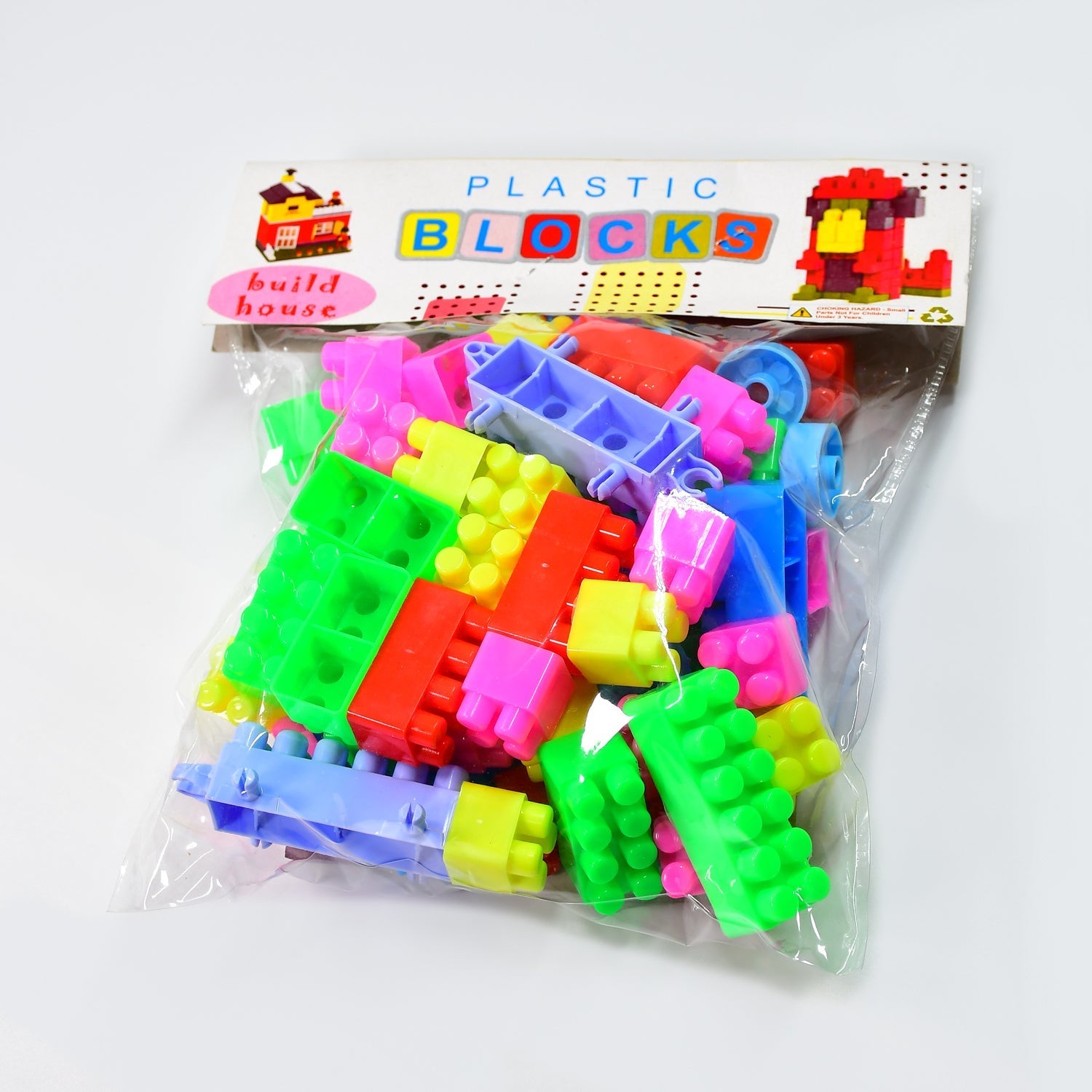 The 60-piece multicolor block game set displayed for engaging children's play.