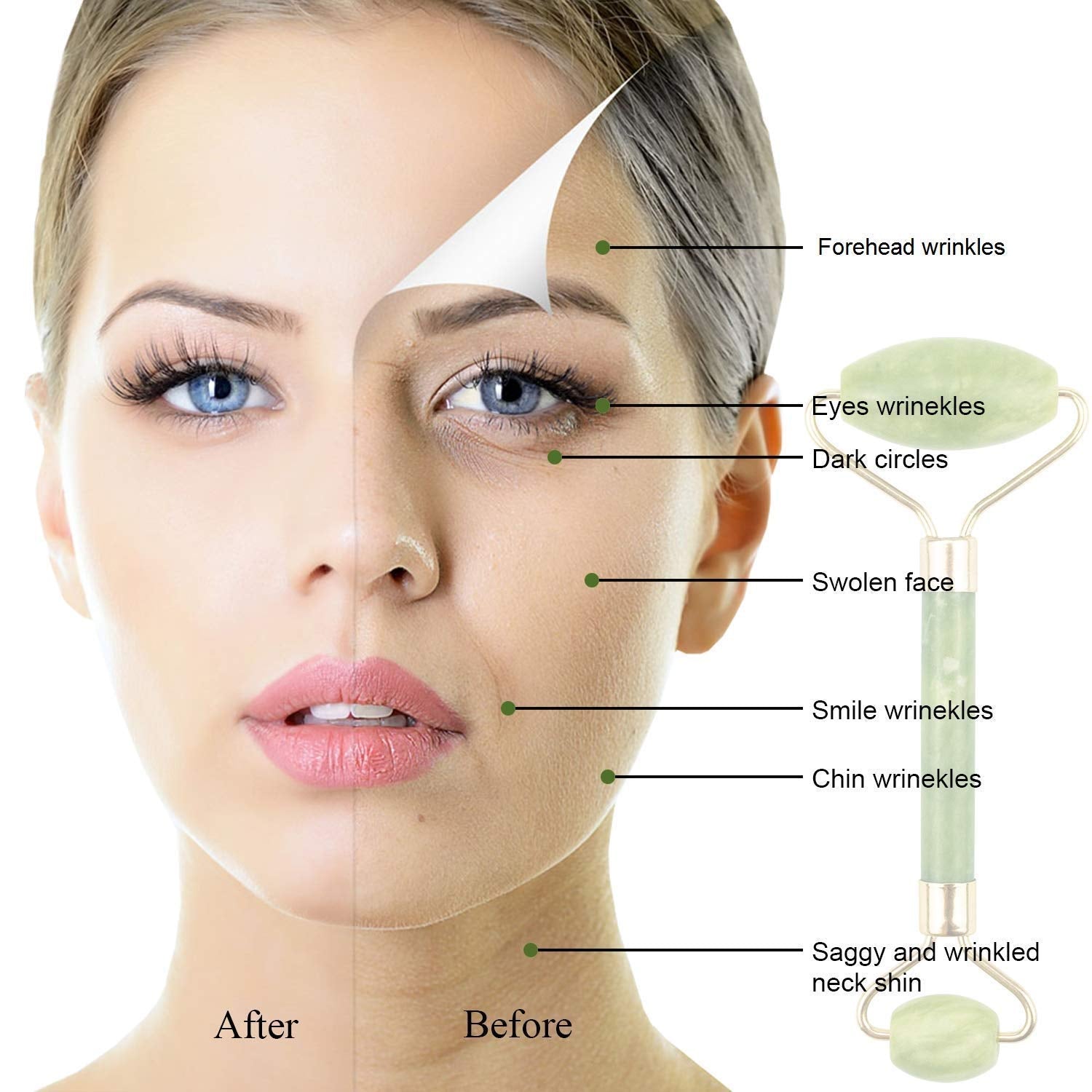 Facial roller reducing under-eye puffiness effectively
