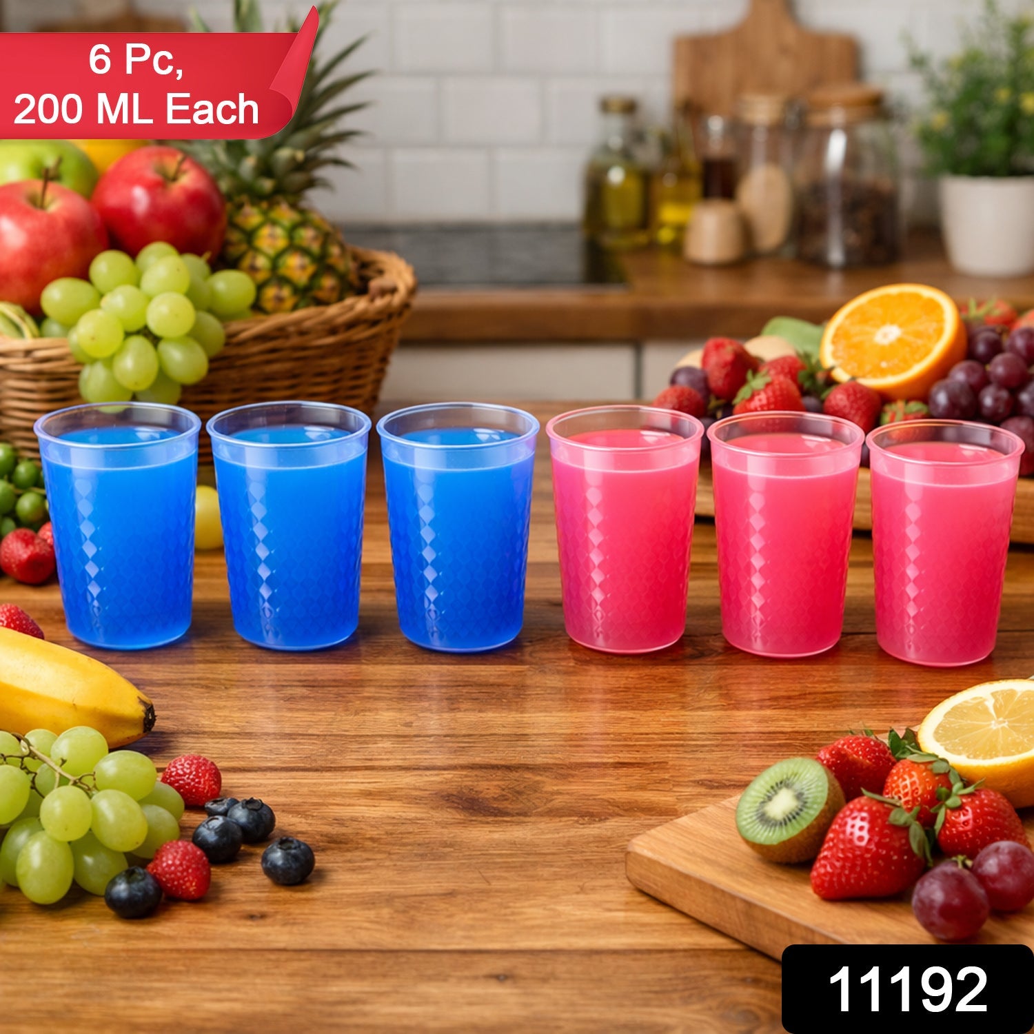Side view of lightweight reusable plastic cups