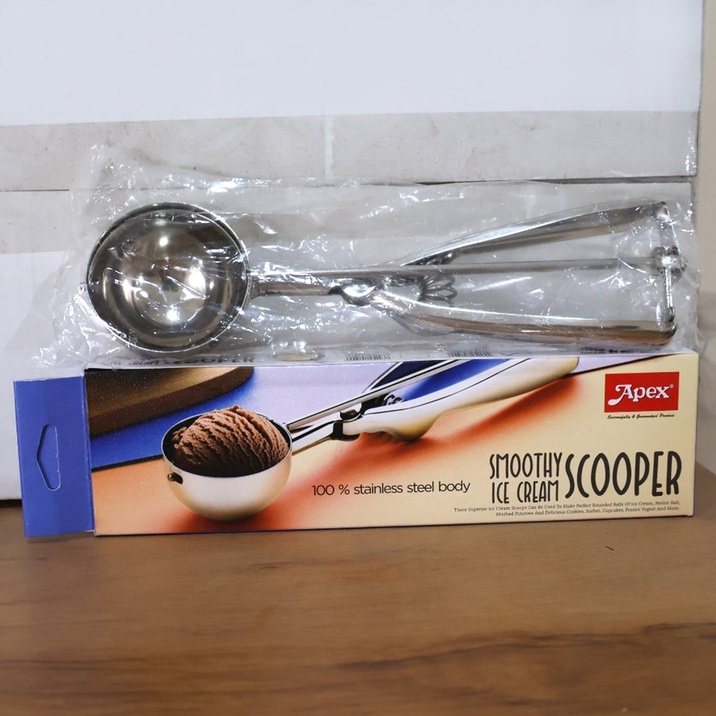Ice cream scoop used for serving rounded portions of dessert