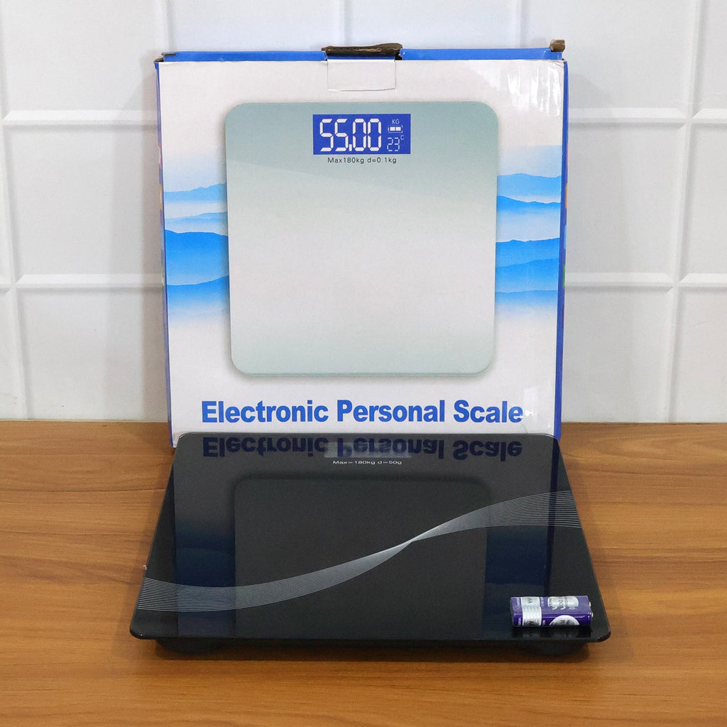 Detailed view of tempered glass surface on digital personal weight scale