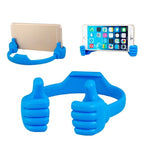 Detail of the hand shape mobile stand's 'fingers' cradling a phone for secure grip.
