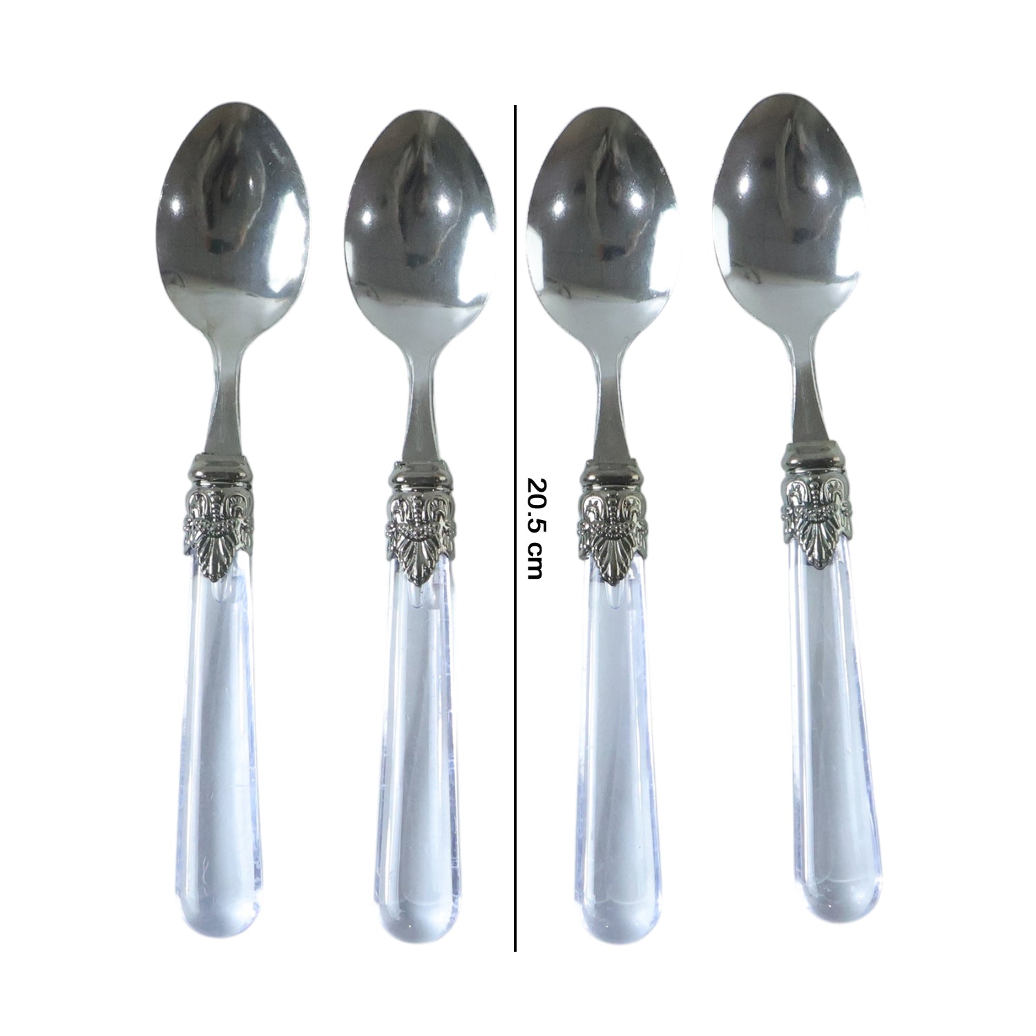 Food-grade stainless steel dessert spoons with stylish transparent handles