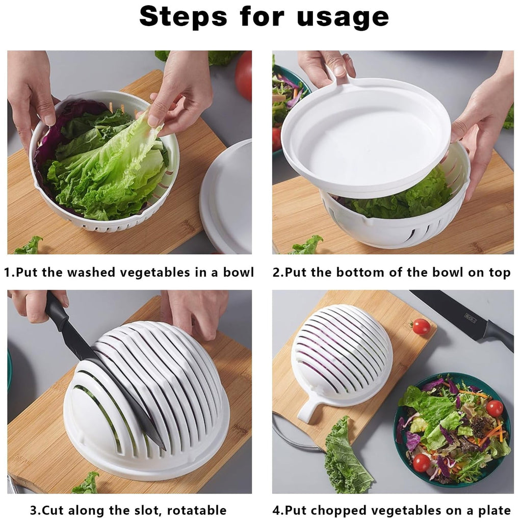 Freshly prepared salad served directly from the 60 Seconds Salad Cutter Bowl.
