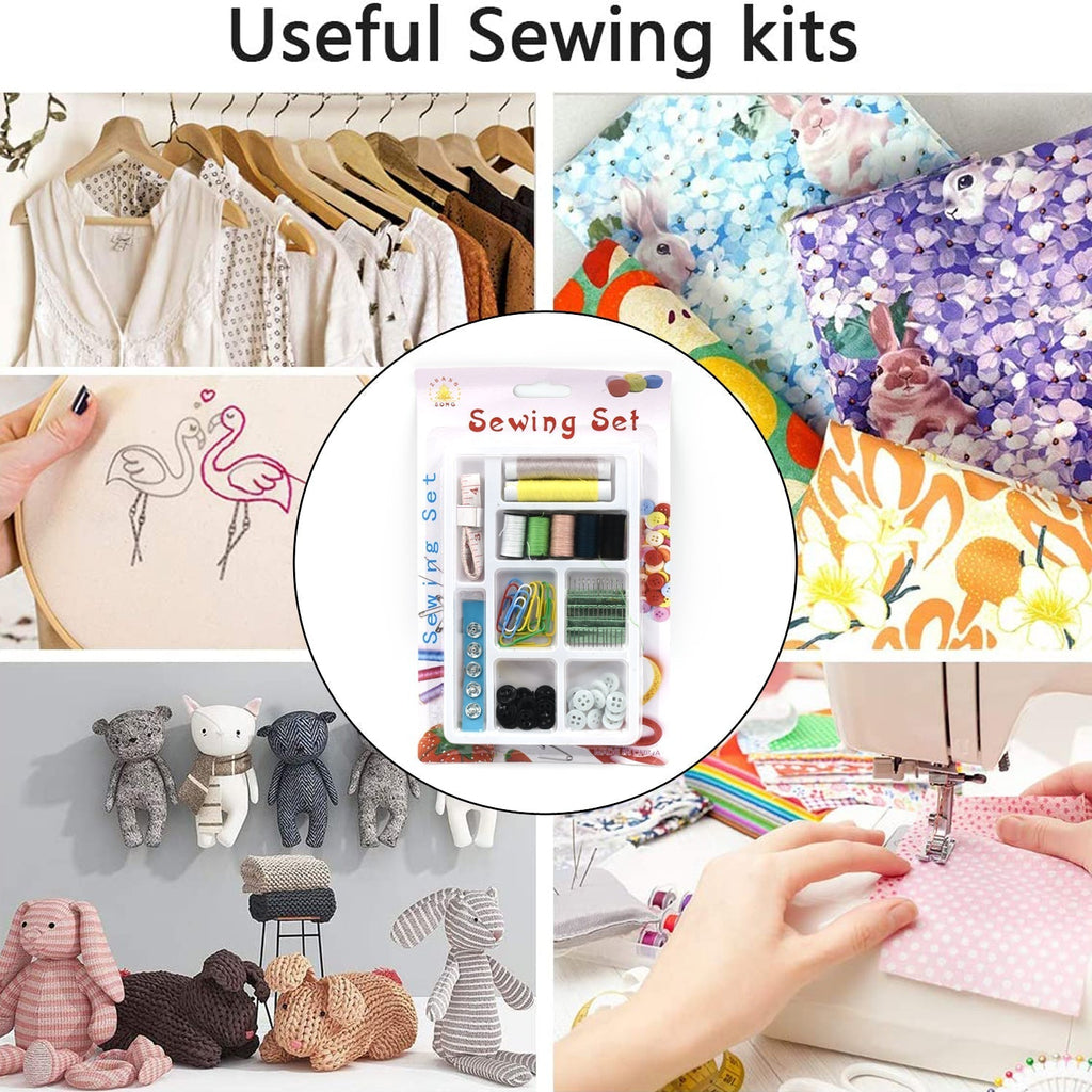 Organized 62-piece sewing set, ready for all your home crafting and stitching needs.