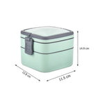 Bento-style green lunch box, perfect for portion control.