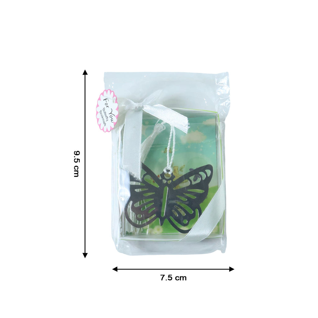Decorative butterfly metal bookmark displayed in transparent gift box