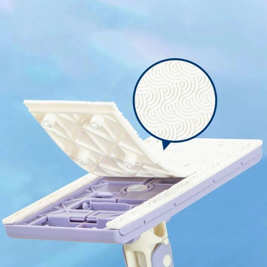 The compact mini mop stored neatly, highlighting its space-saving design.