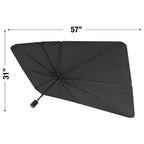 Windshield sunshade providing shade and cooling inside the vehicle.