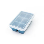 Demonstration of the flexibility of the 6-grid silicone ice tray for easy release.
