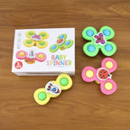 Colourful baby spinner toys in set for sensory play
