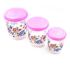 A 3-piece plastic storage container set with varying capacities, perfect for versatile use.