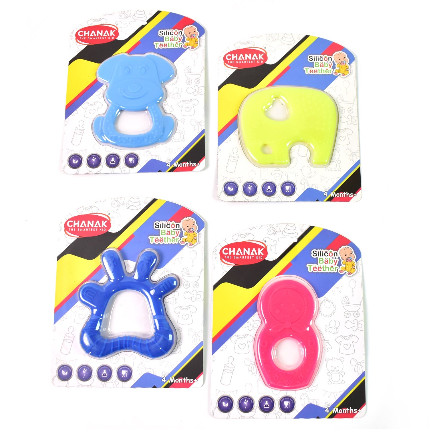 Close-up shot of the textured details on a silicone baby teether for gum massage.