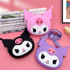 Close-up of the durable silicone material of the Cartoon Girls Backpack, highlighting its smooth finish.