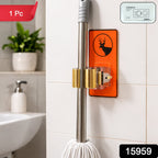 Broom holder clip fixed on wall for easy access