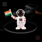 Solar powered astronaut car accessory featuring Indian flag and motion