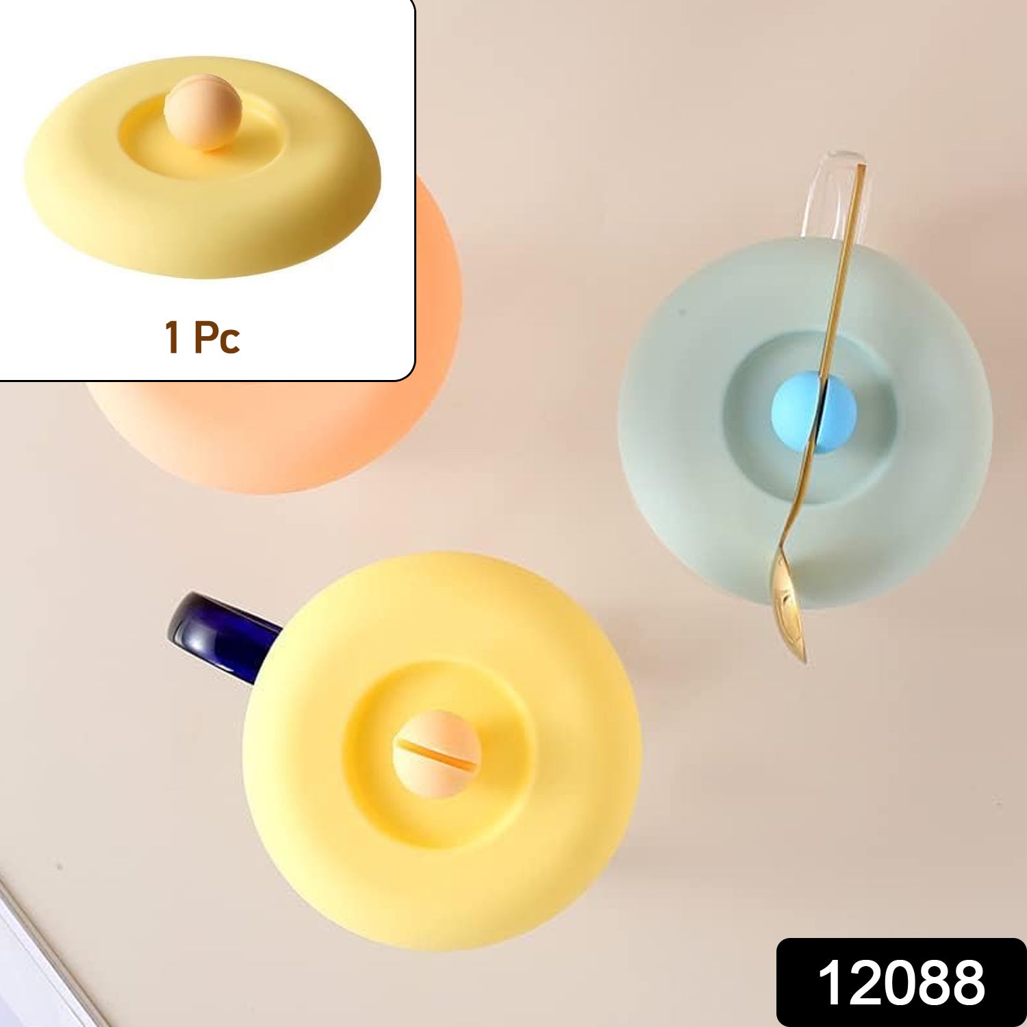 Close-up of the flexible Silicone Cup Lid creating a strong seal on a coffee mug, preventing spills.