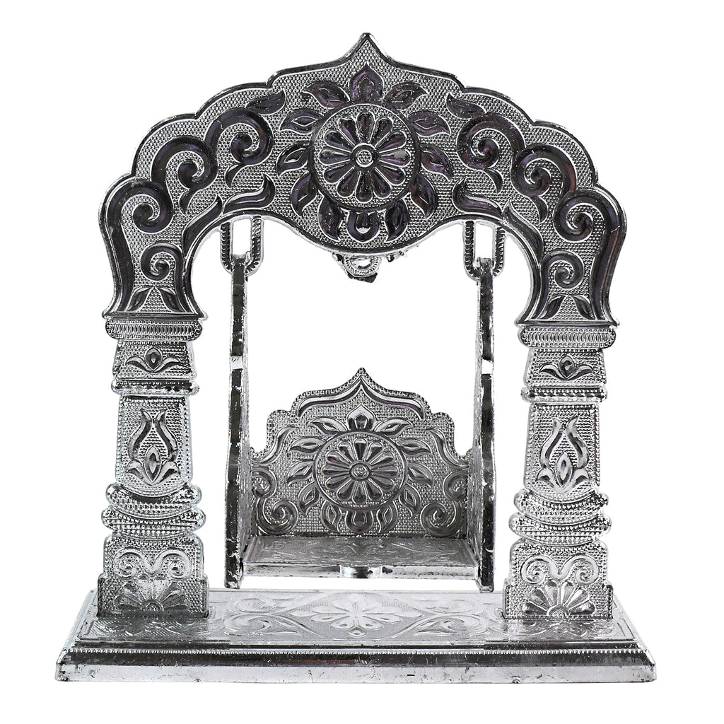 Shreeji Jhoolan silver-coated decorative swing crafted for Krishna idols