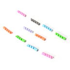 Assorted silicone spiral data cable protection units bundled together.