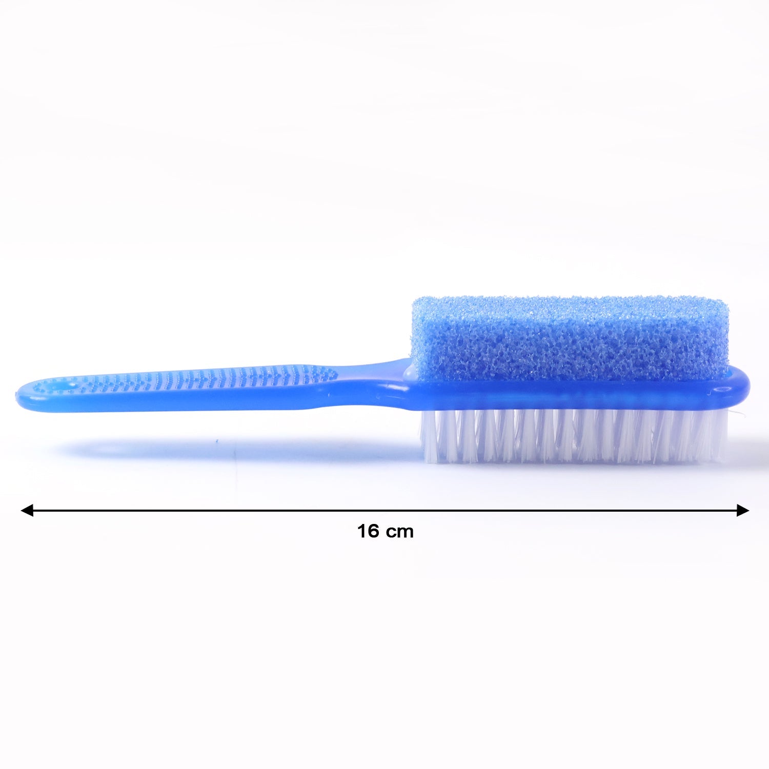 Detailed view of pumice stone exfoliating dead skin on foot scrubber