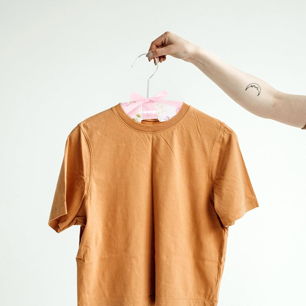 Smooth satin fabric covered padded clothes hanger for delicate garments
